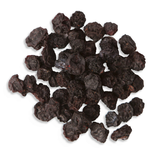 A small pile of unsweetened organic dried blueberries, perfect for snacking or baking